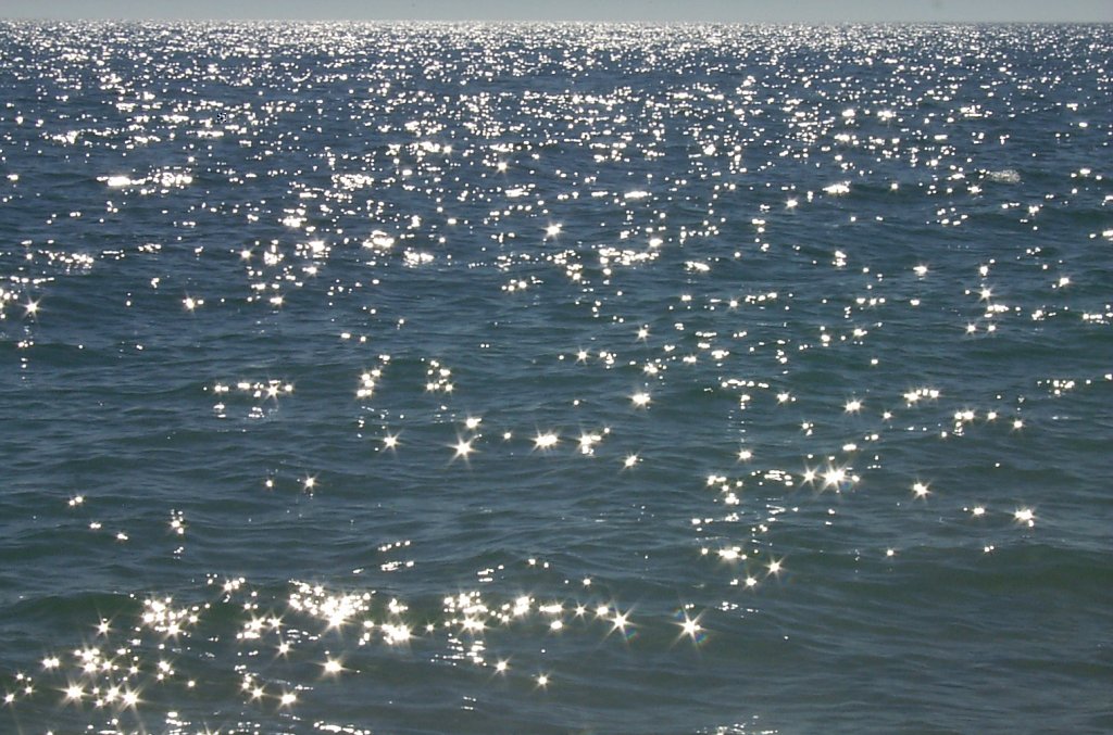 Las conchas -- sun sparkling on sea of cortez