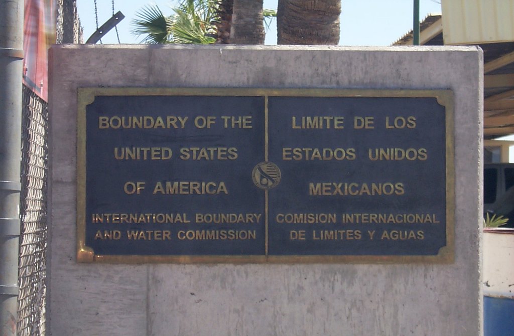 Sonoyta mexico -- the actual border-car partially in both countries