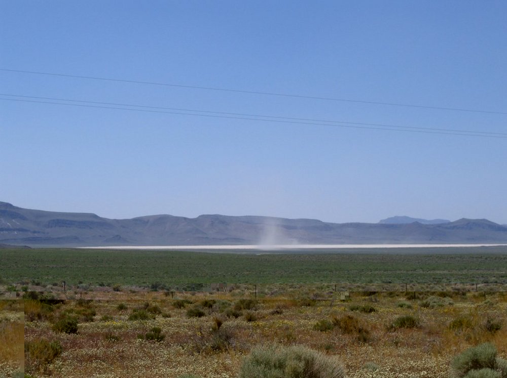 Nye county nevada -- blowing dust on playa near blackrock summit